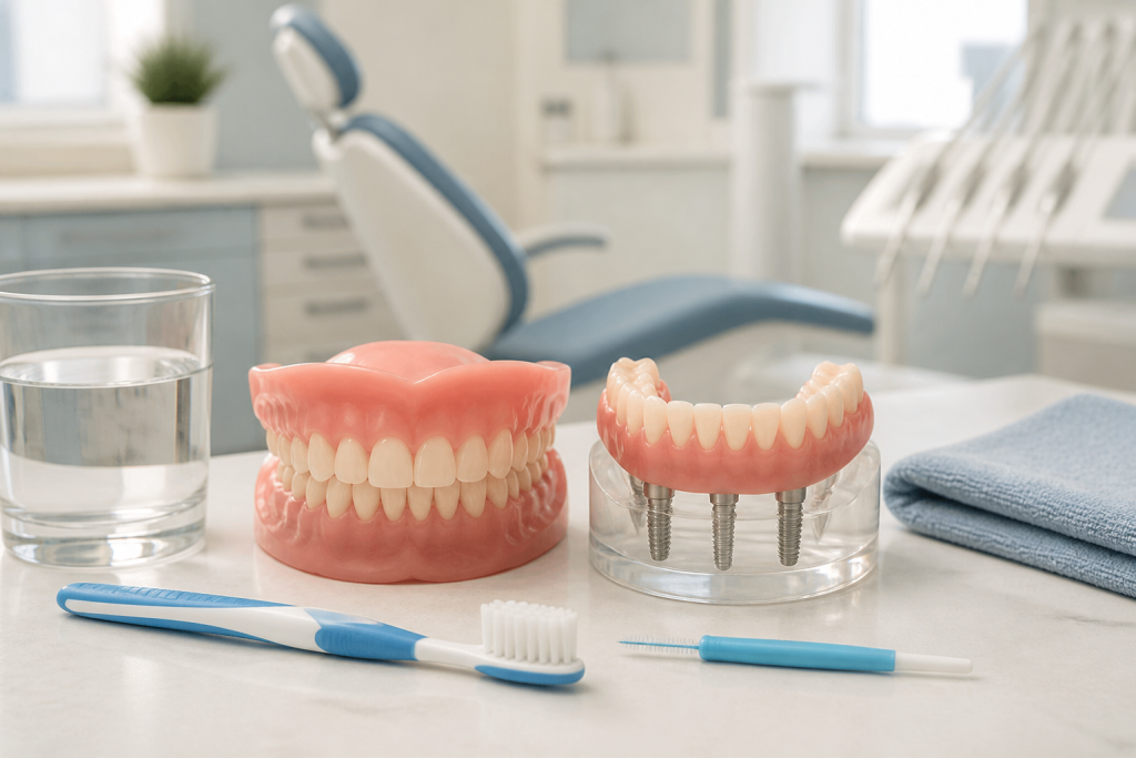 Modelo y elementos de higiene para una prótesis sobre implantes estable